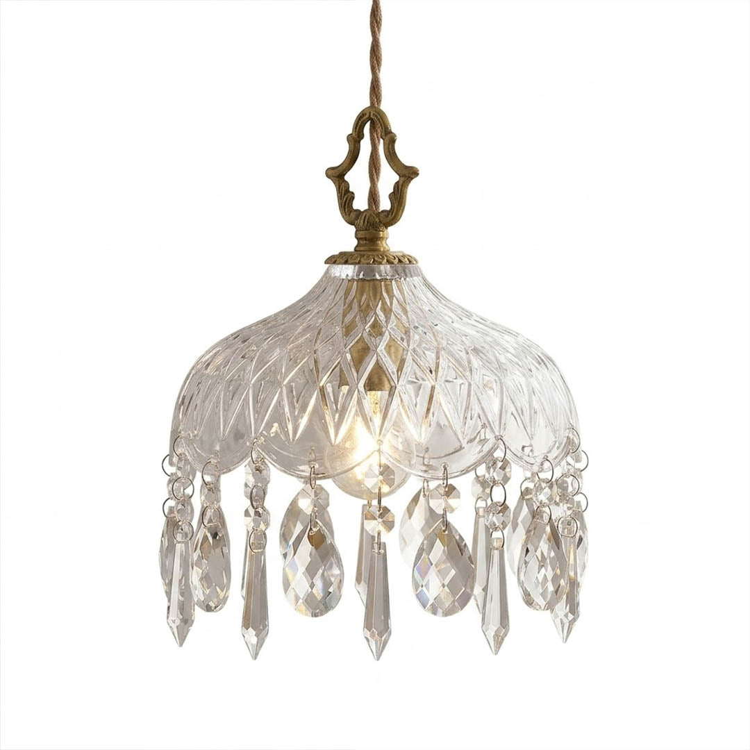 Goldie vintage brass bowl pendant light Edison filament bulb clear glass shade white background