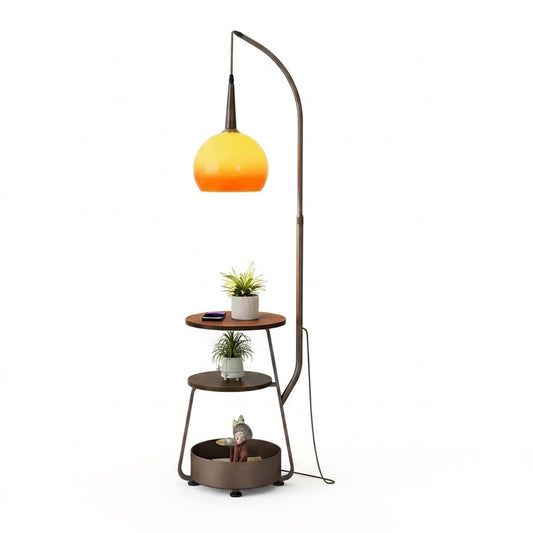 Marigold Floor Lamp with Shelves | Arc Stand – Stuberlighting