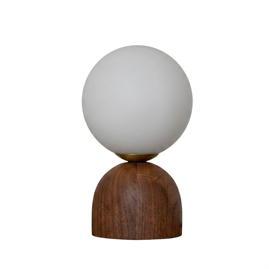 Nomo Wood Table Lamp – Solid Walnut Oval Base with Frosted Glass Dome | Stuberlighting