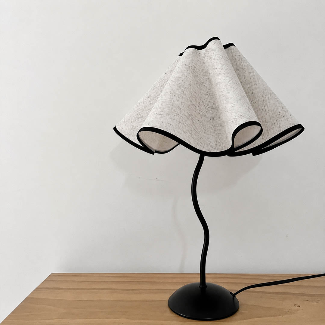 Onda table lamp modern home office study desk statement vintage inspired warm ambient sculptural squiggly base pleated shade elegant functional lifestyle interior
