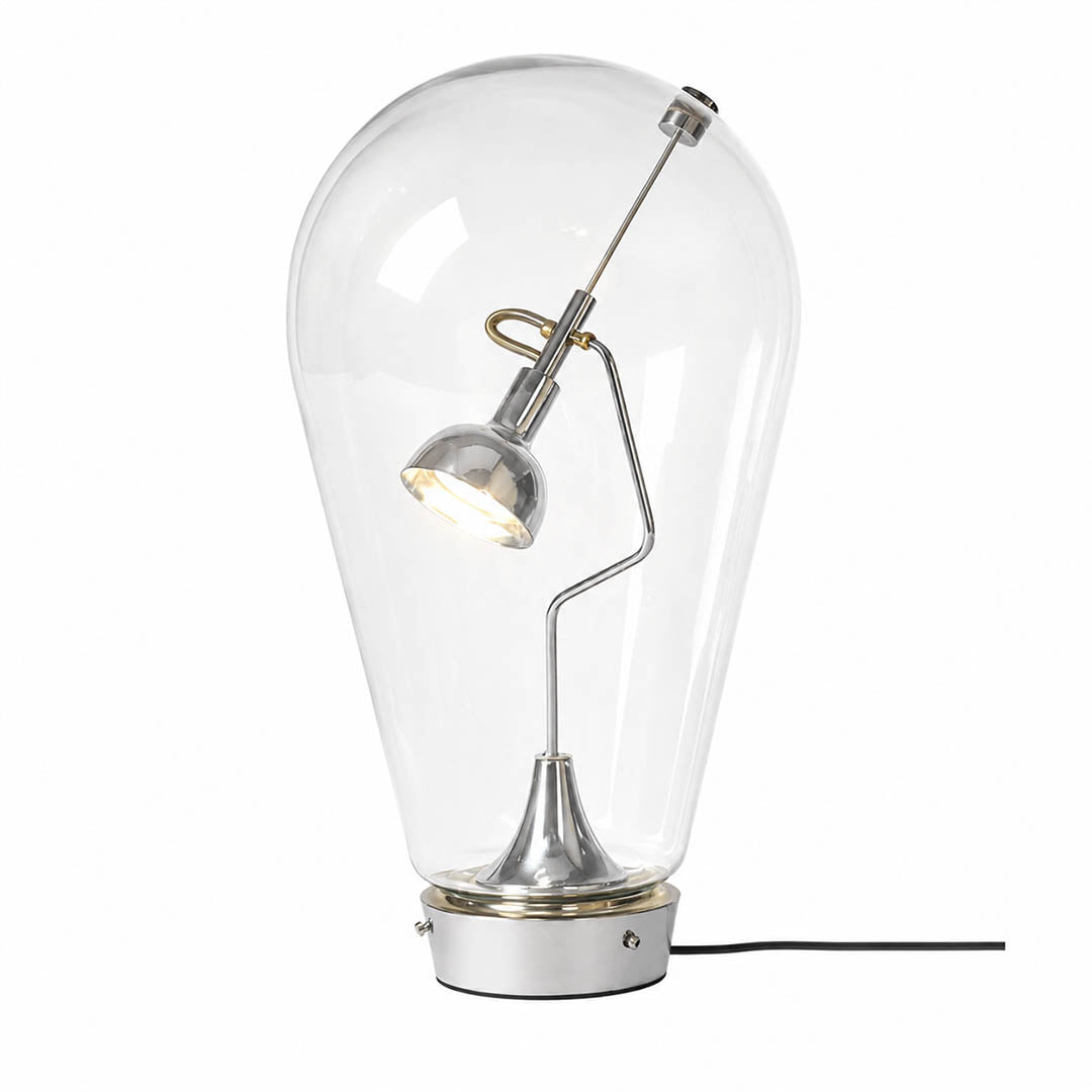 Pebble bulb shape glass LED table lamp 10 inch medium modern minimalist Industrial Edison style integrated LED white background