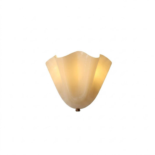 Shellie coastal wall sconce Beige tinted glass shell curve shape Stuberlighting white background product photography