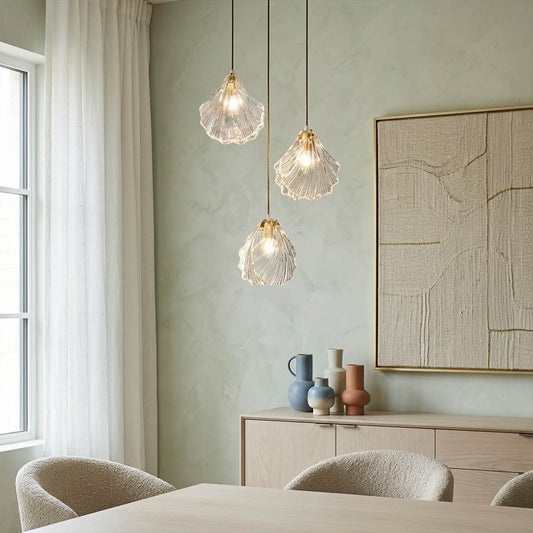 Shellie Coastal Collection complete installation pendant light and wall sconce together in beach house unified architectural lighting