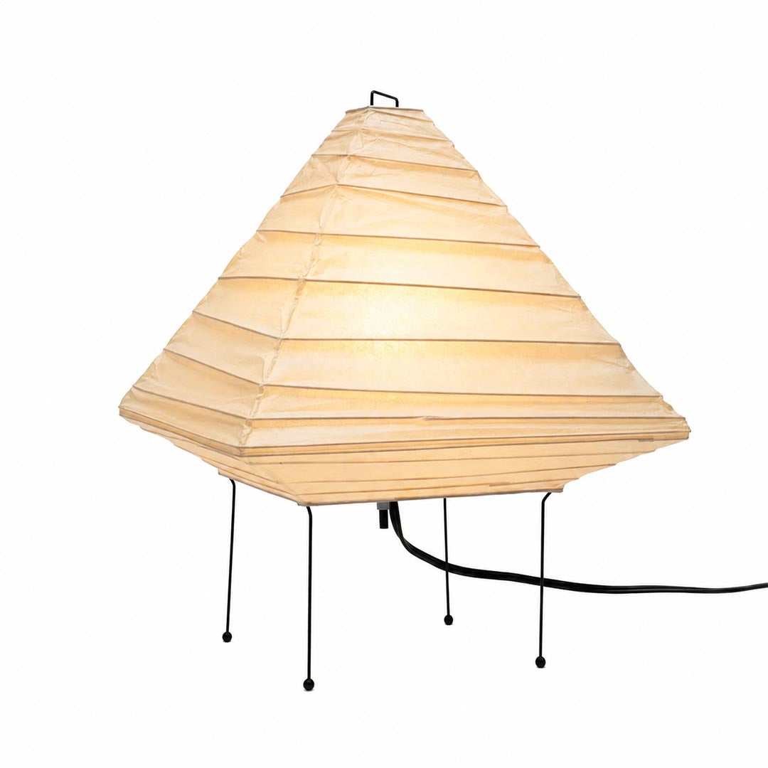Glowing Washi Paper 5X Table Lamp warm ambient light on white background - stuberlighting