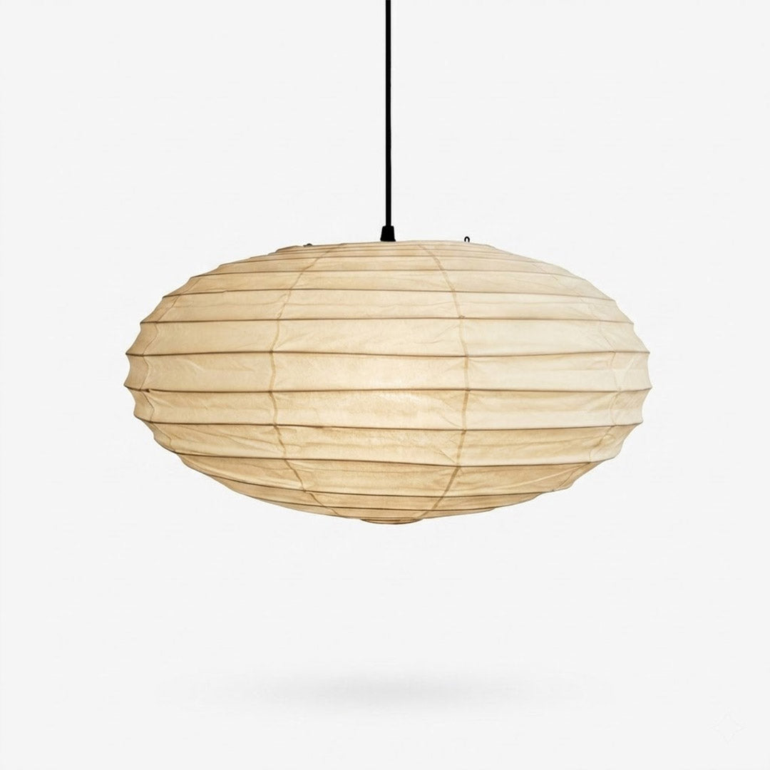 Washi Paper EN Series Pendant Light saucer shape illuminated with warm glow