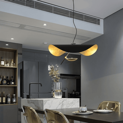 Giorgio pendant light applied gold leaf interior texture warm light reflection