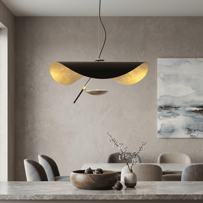 Giorgio pendant light applied gold leaf interior texture warm light reflection