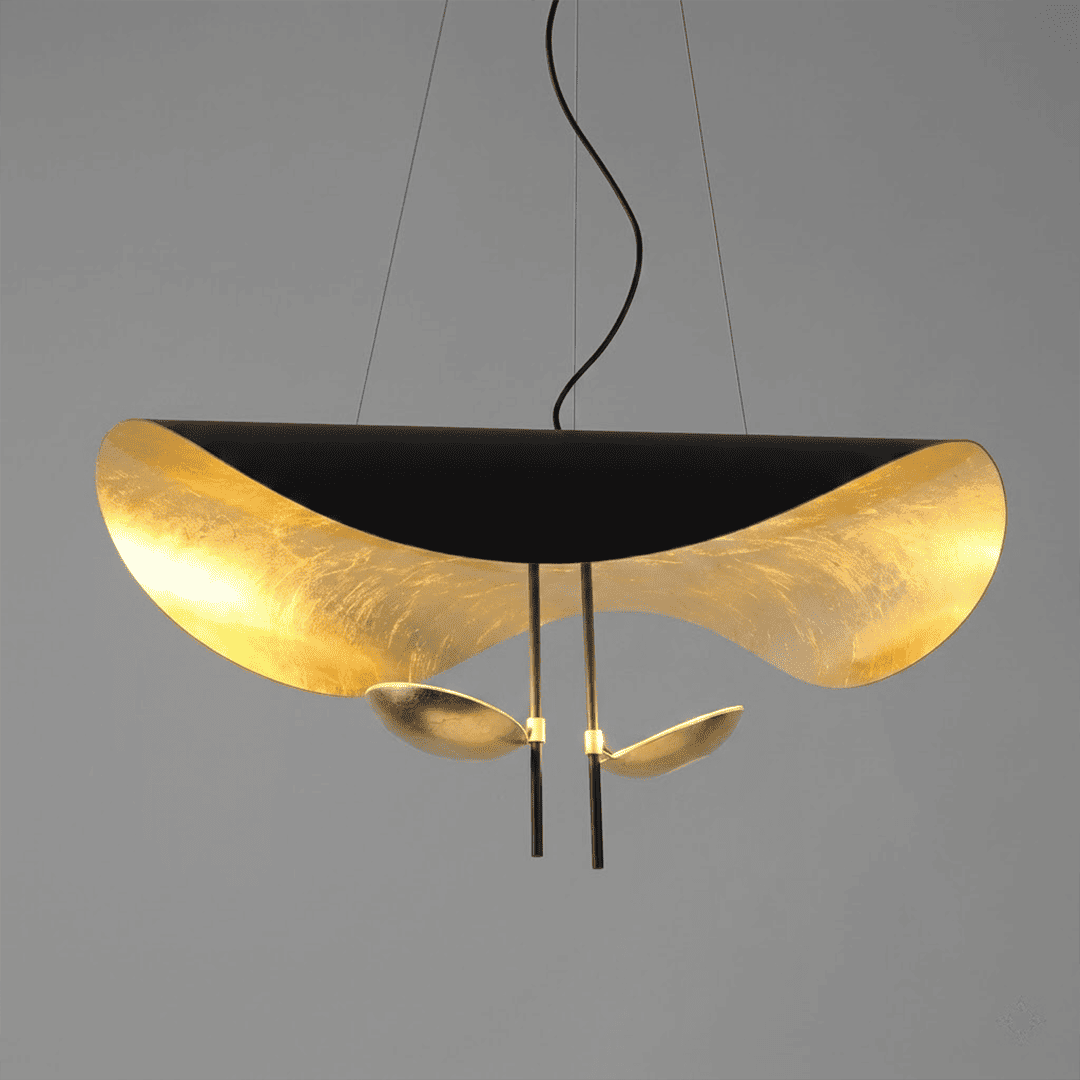 Giorgio pendant light applied gold leaf interior texture warm light reflection
