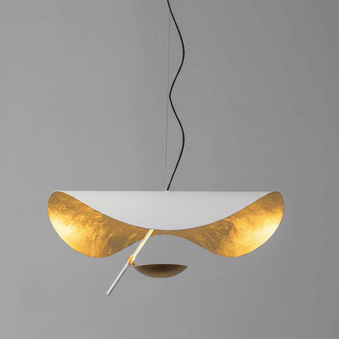 Giorgio pendant light applied gold leaf interior texture warm light reflection