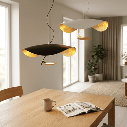 Giorgio pendant light applied gold leaf interior texture warm light reflection
