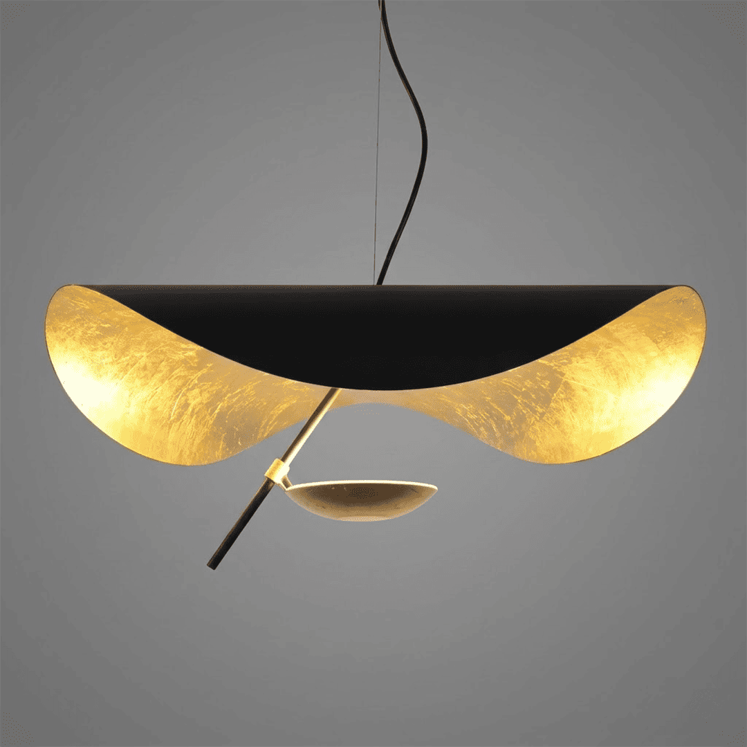 Giorgio pendant light applied gold leaf interior texture warm light reflection