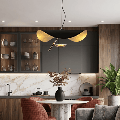 Giorgio pendant light applied gold leaf interior texture warm light reflection