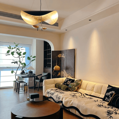 Giorgio pendant light applied gold leaf interior texture warm light reflection