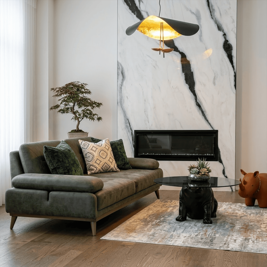 Giorgio pendant light applied gold leaf interior texture warm light reflection