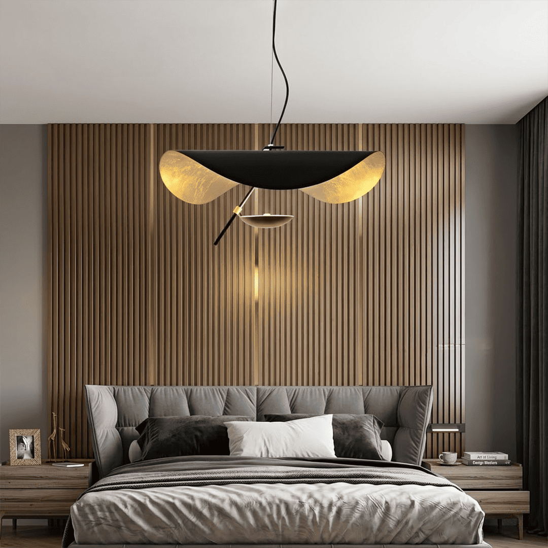 Giorgio pendant light applied gold leaf interior texture warm light reflection