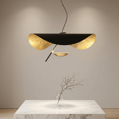 Giorgio pendant light applied gold leaf interior texture warm light reflection
