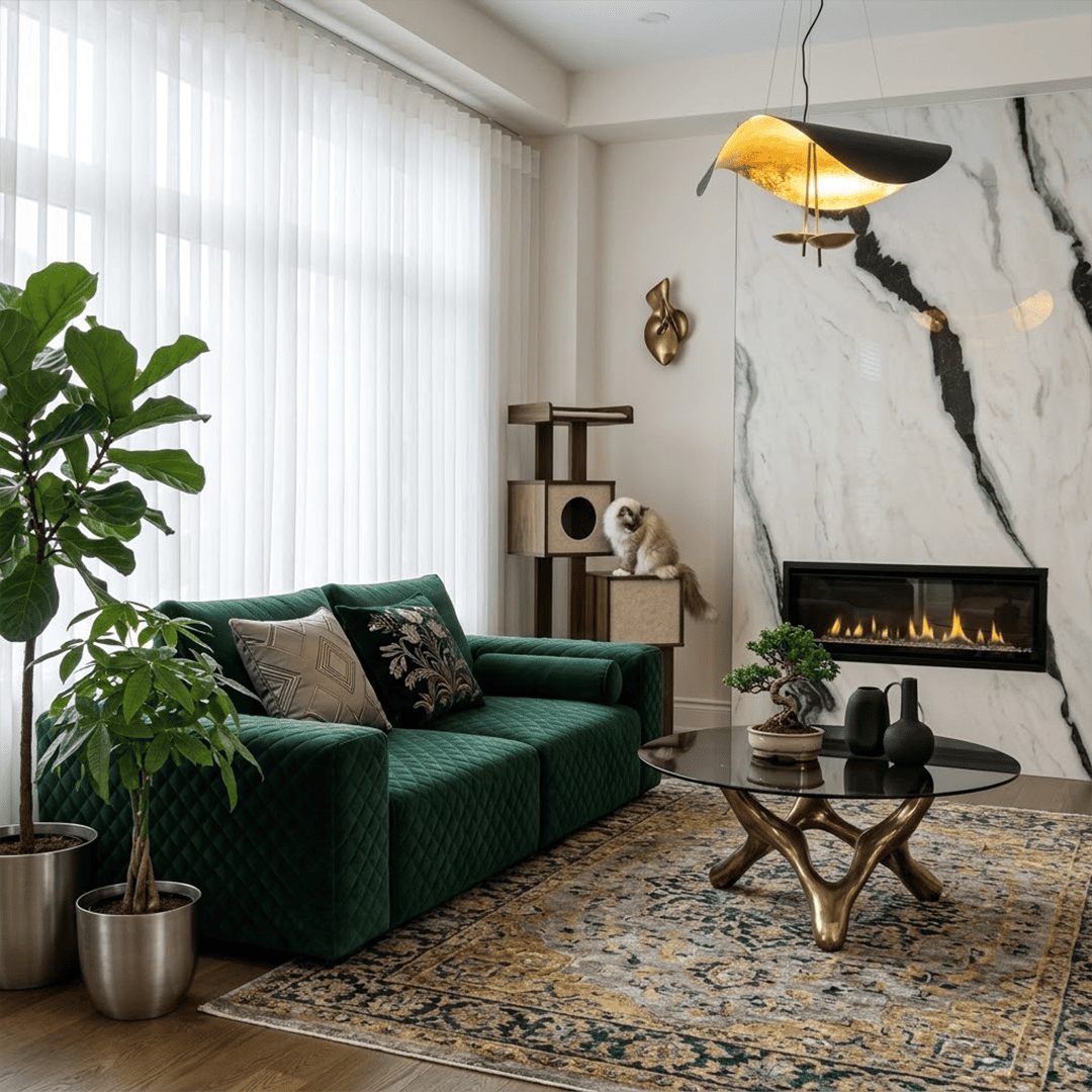 Giorgio pendant light applied gold leaf interior texture warm light reflection