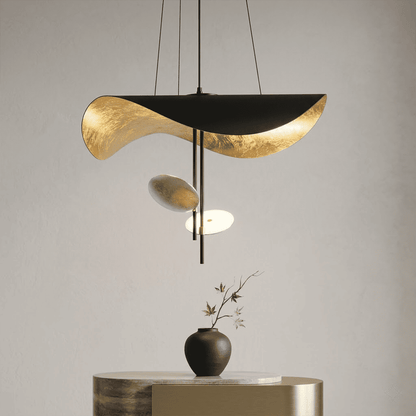 Giorgio pendant light applied gold leaf interior texture warm light reflection