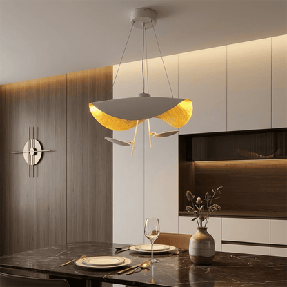 Giorgio pendant light applied gold leaf interior texture warm light reflection