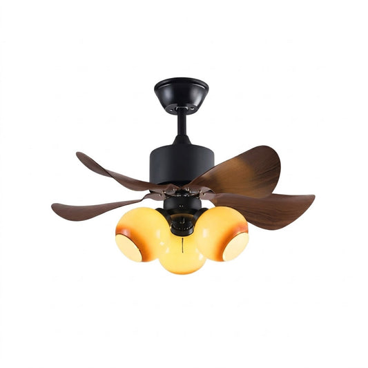 Havana ceiling fan with light 6 walnut blade black motor amber glass globe