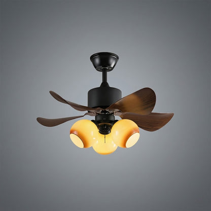 Havana ceiling fan with light 6 walnut blade black motor amber glass globe