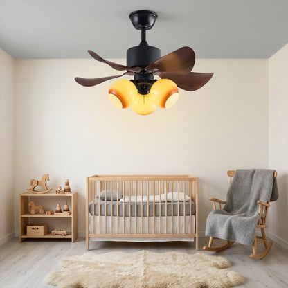 Havana ceiling fan with light 6 walnut blade black motor amber glass globe
