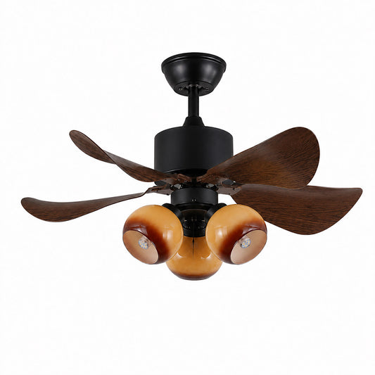 Havana ceiling fan with light 6 walnut blade black motor amber glass globe