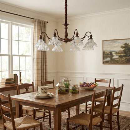 Adele 34 inch round antique brass chandelier traditional dining room above formal table holiday dinner warm vintage glow