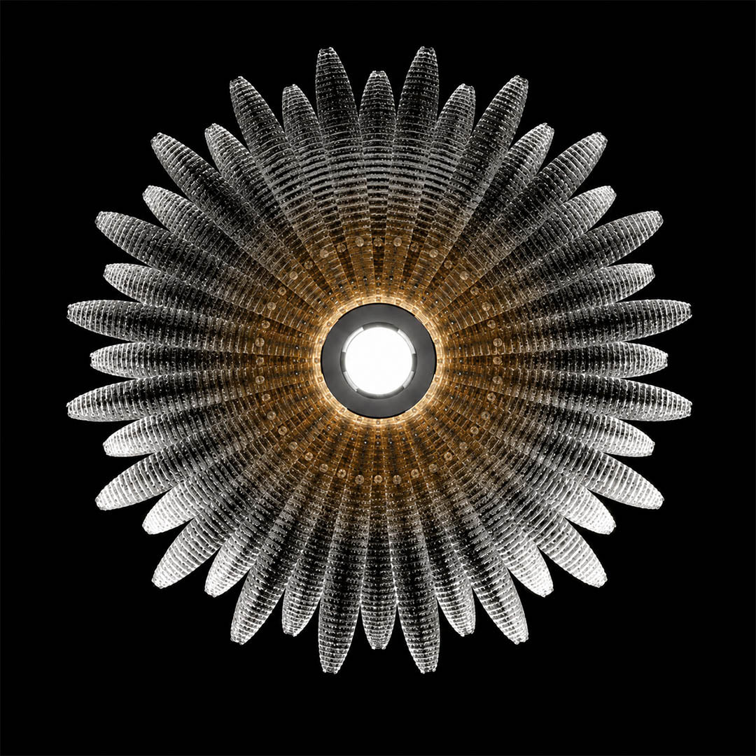 Agave leaf inspired botanical form architectural structure sculptural detail close up unique premium modern nature inspired ceiling light