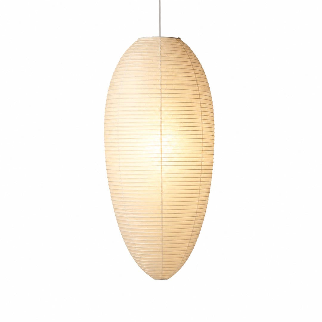 Close-up shot showing internal bamboo framework and warm light texture of Washi paper pendant lamp - stuberlighting