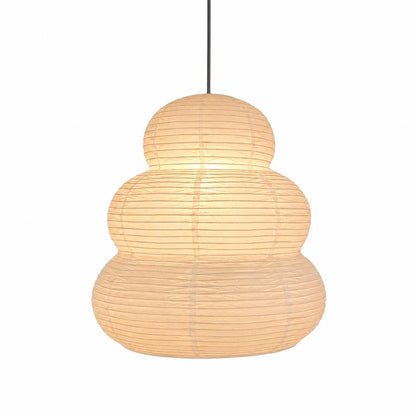Glowing Akari 24N paper pendant light by Isamu Noguchi style - Stuber Lighting