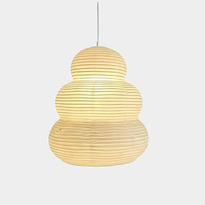 Glowing Akari 24N paper pendant light by Isamu Noguchi style - Stuber Lighting