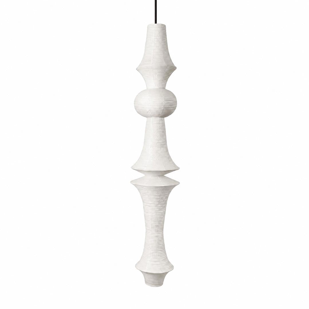 Akari E-Series pendant light minimalist geometric rice paper lamp off status - stuberlighting