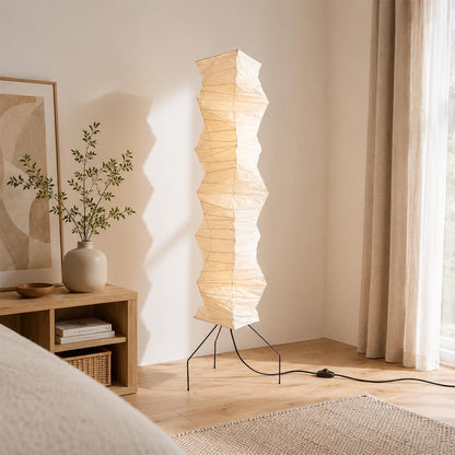 Close-up shot of Akari UF4 33N floor lamp showing handcrafted rice paper texture - stuberlighting