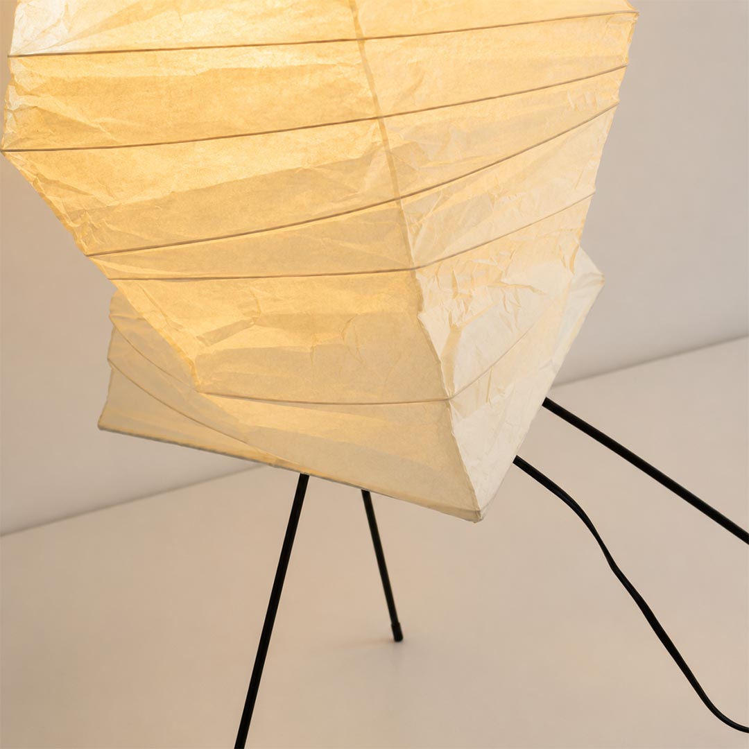Close-up shot of Akari UF4 33N floor lamp showing handcrafted rice paper texture - stuberlighting