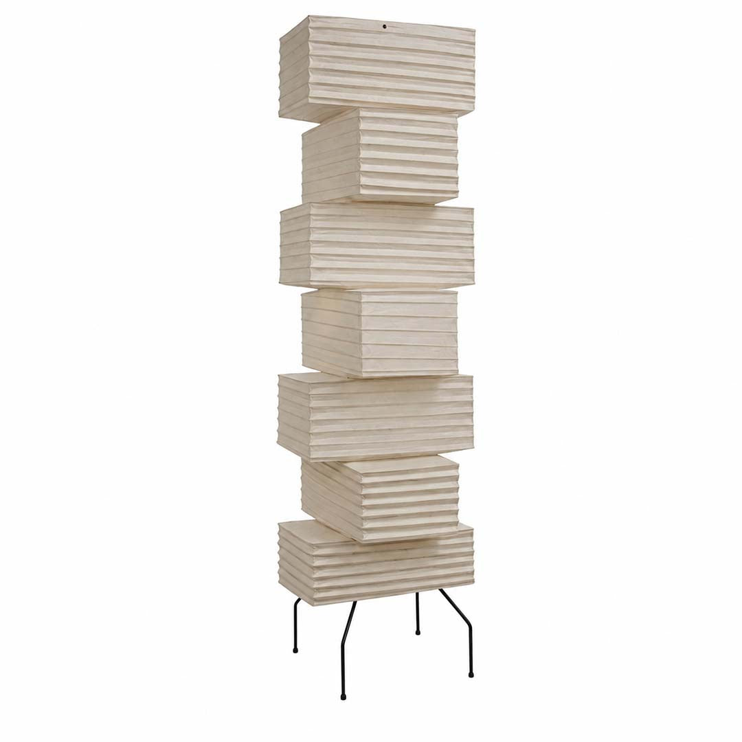 Akari UF4-L10 Floor Lamp minimalist stacked paper lantern tripod light - stuberlighting