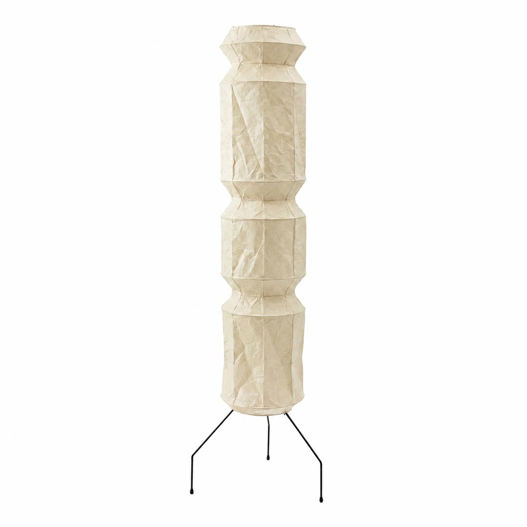 Akari UF4-L6 Floor Lamp minimalist cylindrical paper lantern tripod light off status - stuberlighting