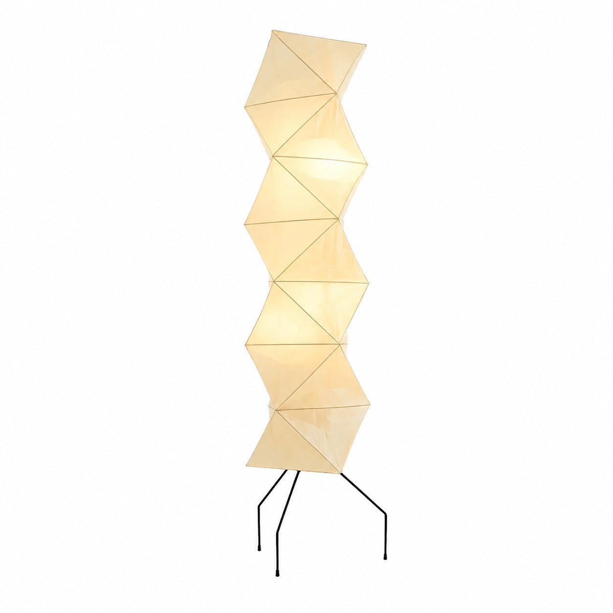 Akari UF4-L8 floor lamp beige washi rice paper shade tall sculptural minimalist Japanese white background front view
