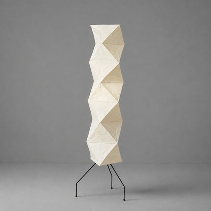 Akari UF4-L8 floor lamp beige washi rice paper shade tall sculptural minimalist Japanese white background front view