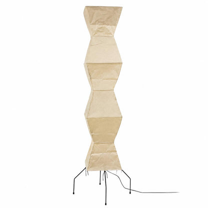 Geometric origami-style silhouette of an unlit Akari UF4-L9 Floor Lamp on a clean white background by Stuber Lighting.