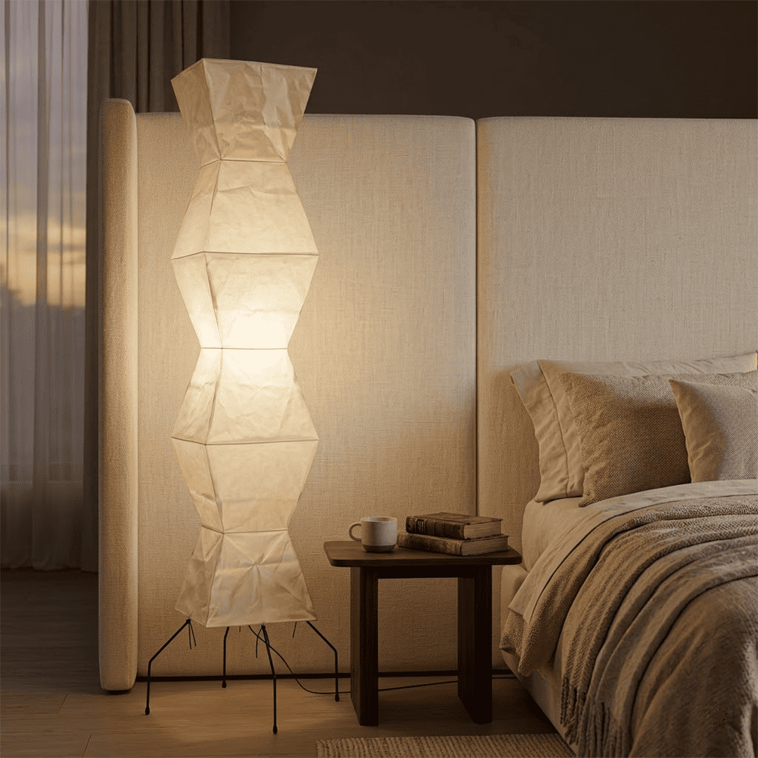 Grand 74-inch Akari UF4-L9 floor lamp with handmade white washi paper shade