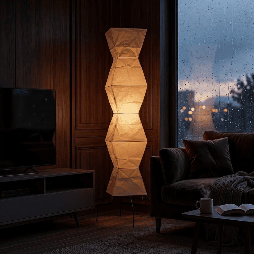 Grand 74-inch Akari UF4-L9 floor lamp with handmade white washi paper shade