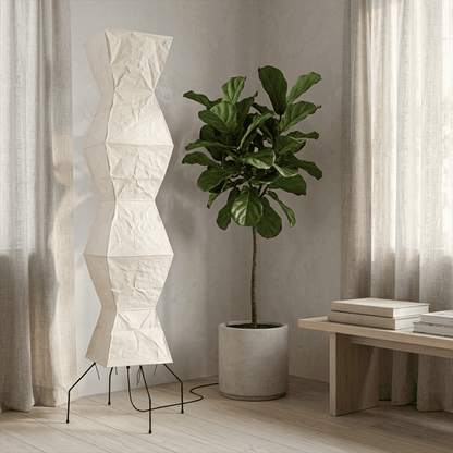 Grand 74-inch Akari UF4-L9 floor lamp with handmade white washi paper shade