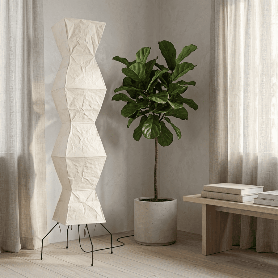 Grand 74-inch Akari UF4-L9 floor lamp with handmade white washi paper shade