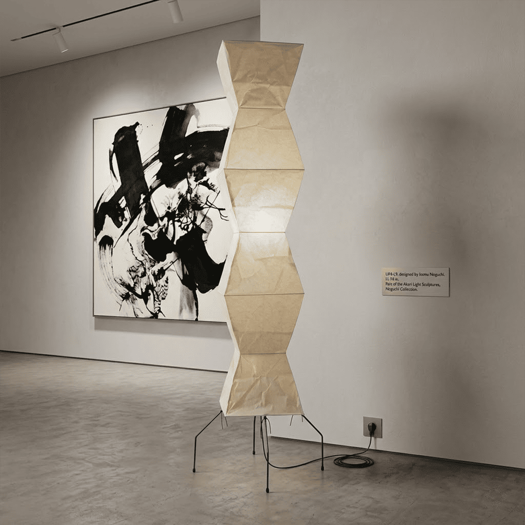 Grand 74-inch Akari UF4-L9 floor lamp with handmade white washi paper shade