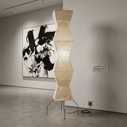 Grand 74-inch Akari UF4-L9 floor lamp with handmade white washi paper shade
