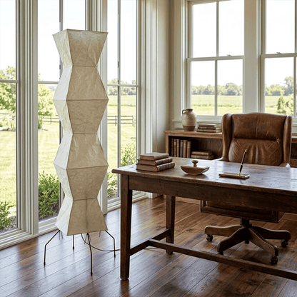 Grand 74-inch Akari UF4-L9 floor lamp with handmade white washi paper shade