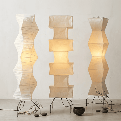 Grand 74-inch Akari UF4-L9 floor lamp with handmade white washi paper shade