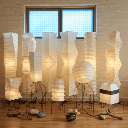 Grand 74-inch Akari UF4-L9 floor lamp with handmade white washi paper shade