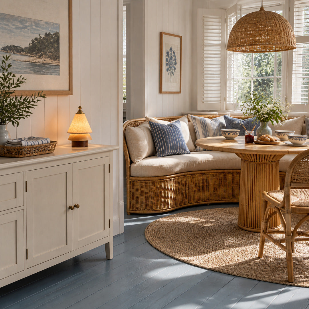 Alberello cordless lamp on an entryway console welcoming guests